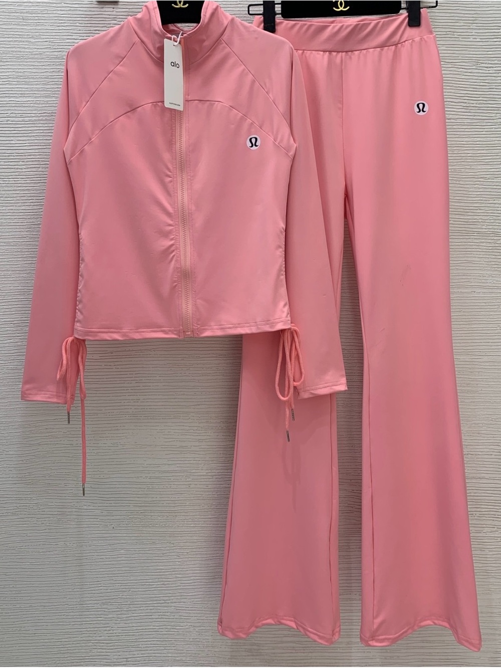 lululemon athletica Pink Zip Jacket with Matching Wide-Leg Pants